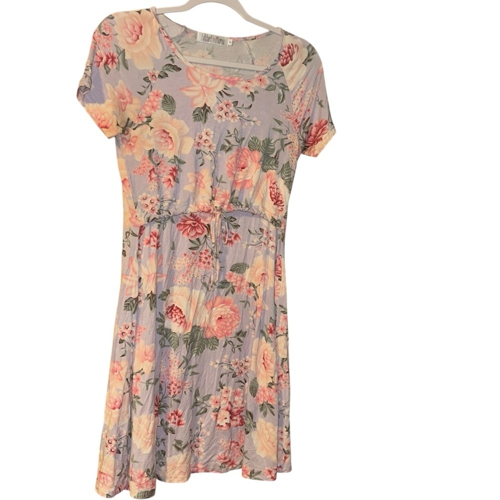 Latched Mama Womens Nursing Dress Stretch Knit Midi Floral Size small S